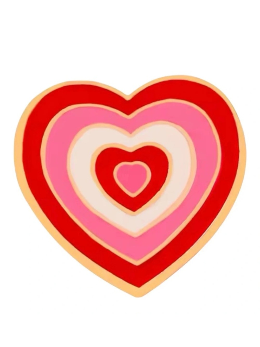 Retro Y2K Red Enamel Heart Pin Multicolor Layered Design Metal Zinc Alloy NEW